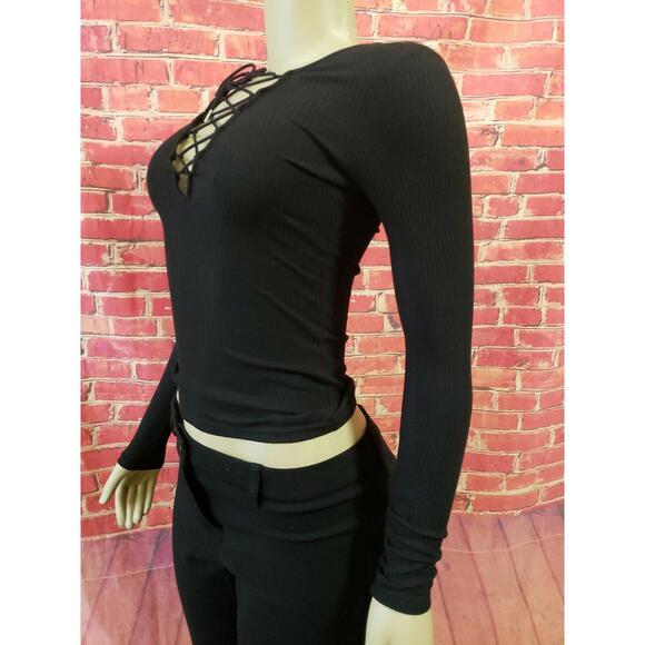 Kyna Collection Designed in Paris Black Ribbed Women's Top Sweater Sz Small #1 - Picture 4 of 9